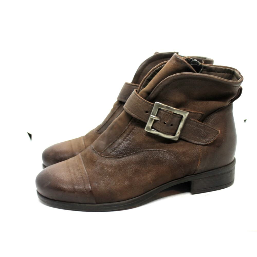 Miz Mooz Siggy Brown Tumbled Leather Ankle Boots sz 37 Wide